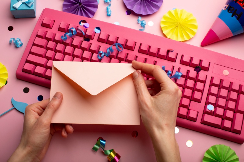 Best Email Marketing Services for Small Business (2025 Guide) 4 Top view of festive decorations symbolizing successful email campaign or online marketing event